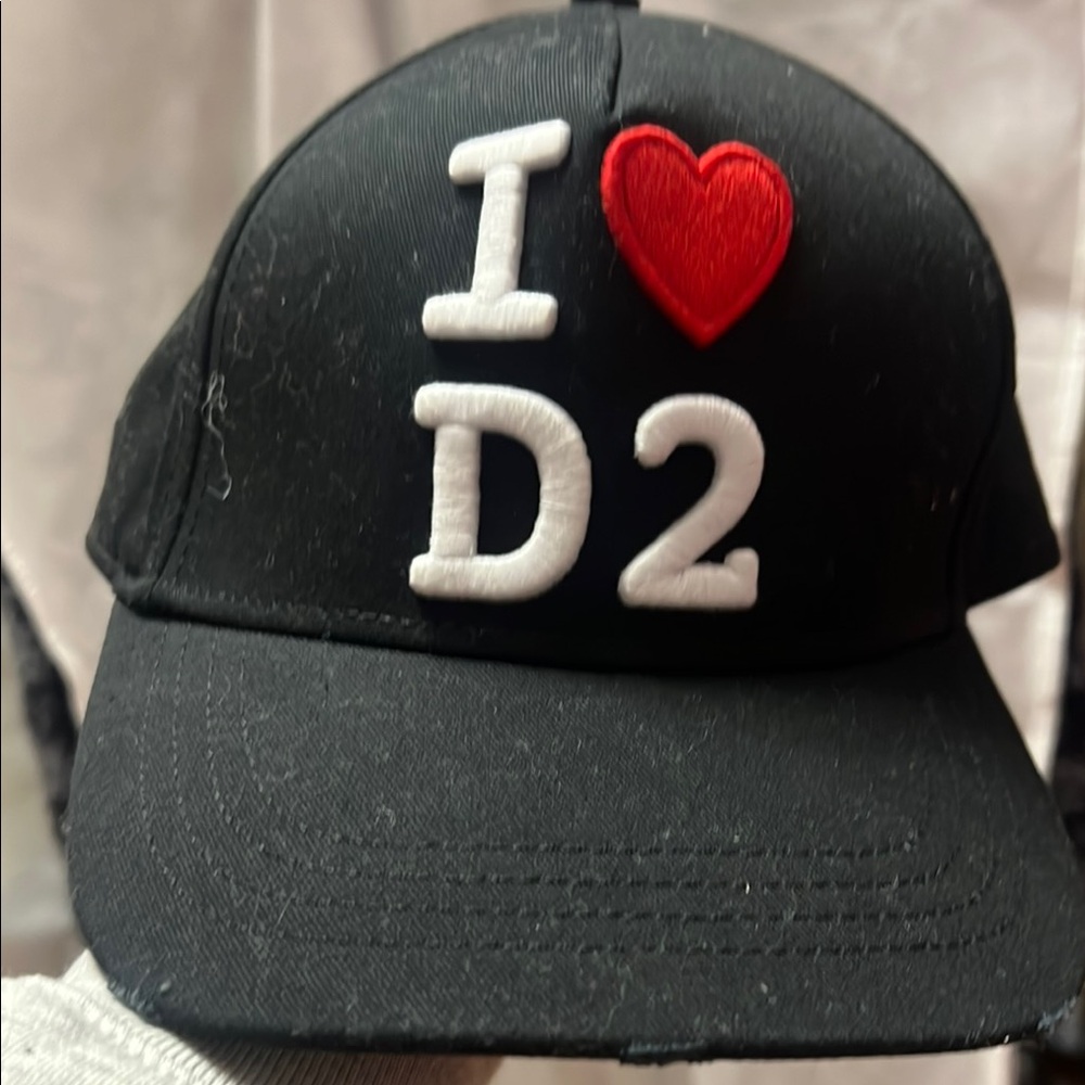 Black and Red Snapback Hat with Heart Embroidery
